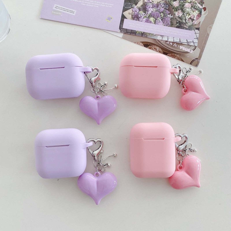 Soft Silicone Protective Case with Heart Charm For Airpods 4/3/2th Gen Pro 2/1 gallery
