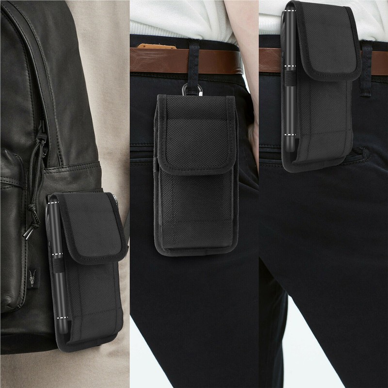 Vertical Cell Phone Pouch Holster w/Metal Belt Clip Loop Rugged Case Carry Cover gallery