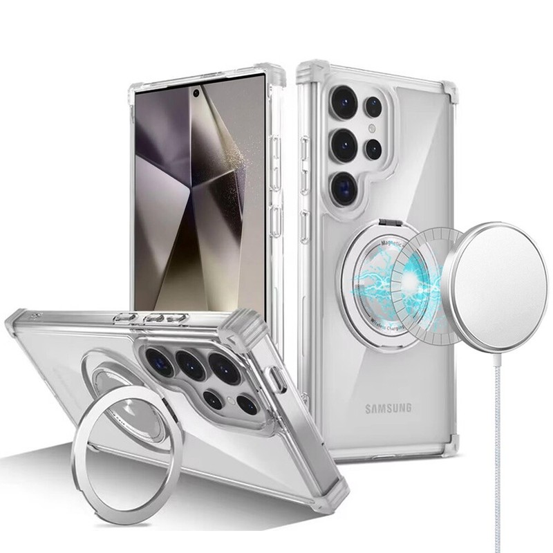 For Samsung S25 Ultra Case Shock absorbing Magnetic Circle Cover +Tempered Glass