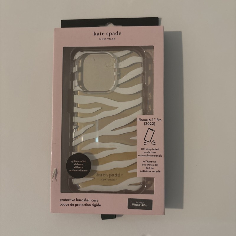 Kate Spade Protective Hardshell Case For iPhone 14 Pro-White Zebra