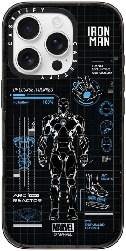 CASETiFY Impact iPhone 16 Pro Max Iron Man Blue Print Tech Military Grade Case