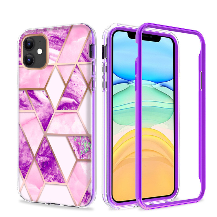 GSA Geo Marble Hybrid Case for iPhone 13 Pro (6.1″) – Pink/Purple