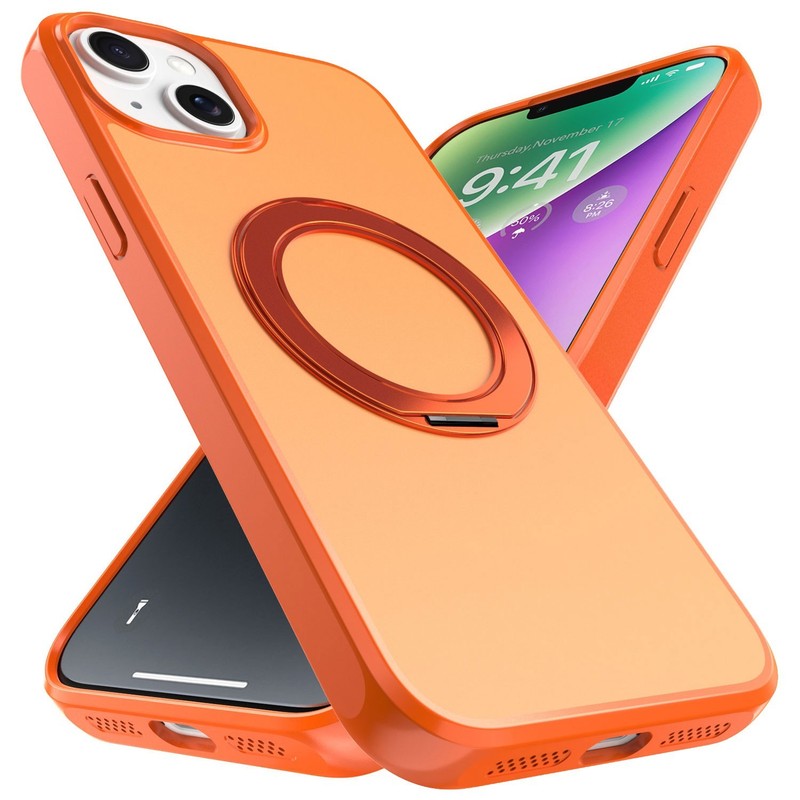 Magnetic Stand For iPhone 14 Plus Case, Shockproof Matte Slim Ring Holder Cover