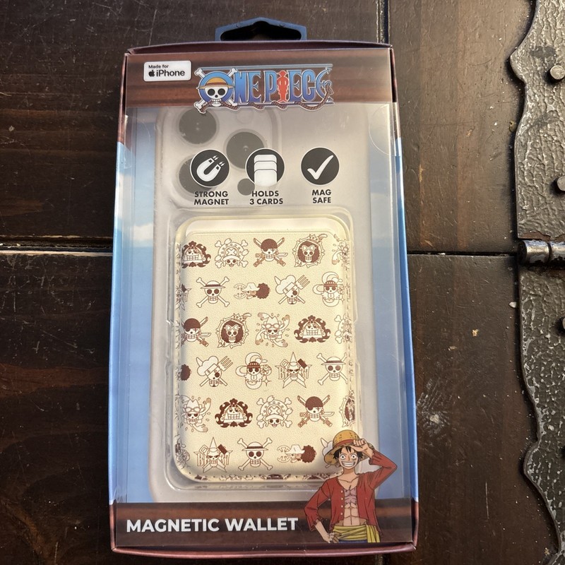 One Piece Jolly Rogers MagSafe Magnetic Wallet Card Holder Fits iPhone, NEW