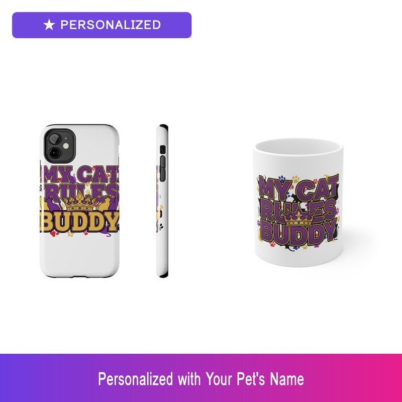 Custom Cat Gift Set Phone Case Mug Personalized Pet Name Bundle Dog Lover