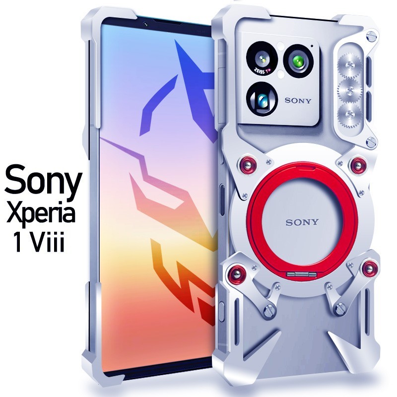 Metal Mechanical Rimless Case For Sony Xperia 1 VIII VII V 360 Ring Holder Cover