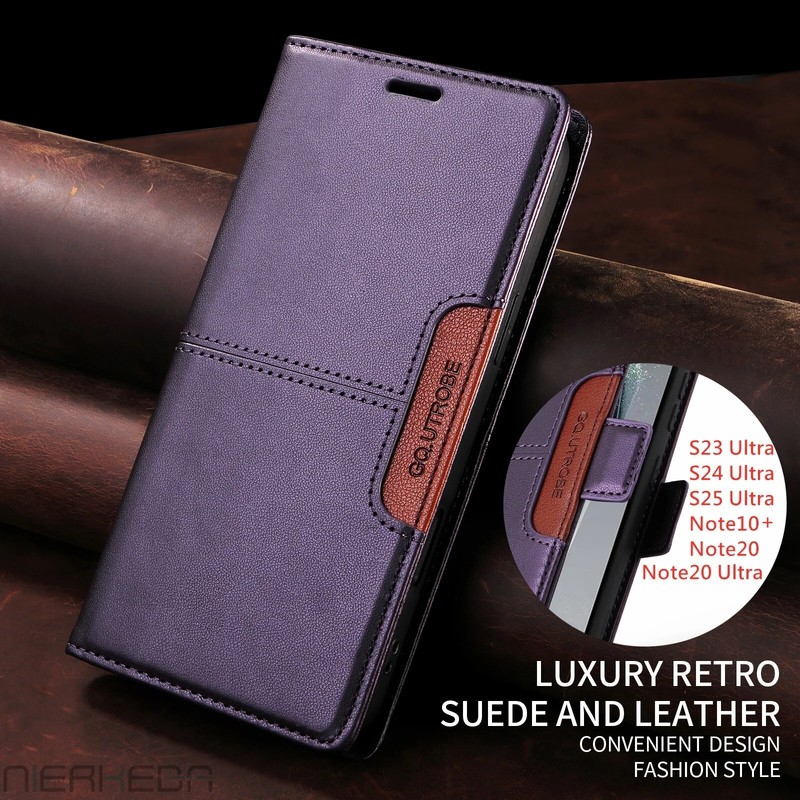 Flip Leather Wallet Case for Samsung S25 S24 S23 FE S22 S21 Note 20 Ultra 5GCase gallery