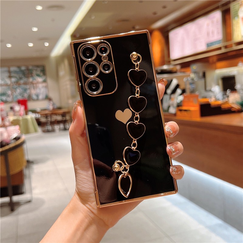 Romantic Girl Love Heart Shockproof Case Cover+Bracelet For Samsung Galaxy Phone