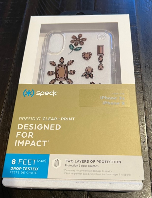 Speck Products Presidio Clear + Print iPhone Xs/iPhone X Case, DancingDiamonds