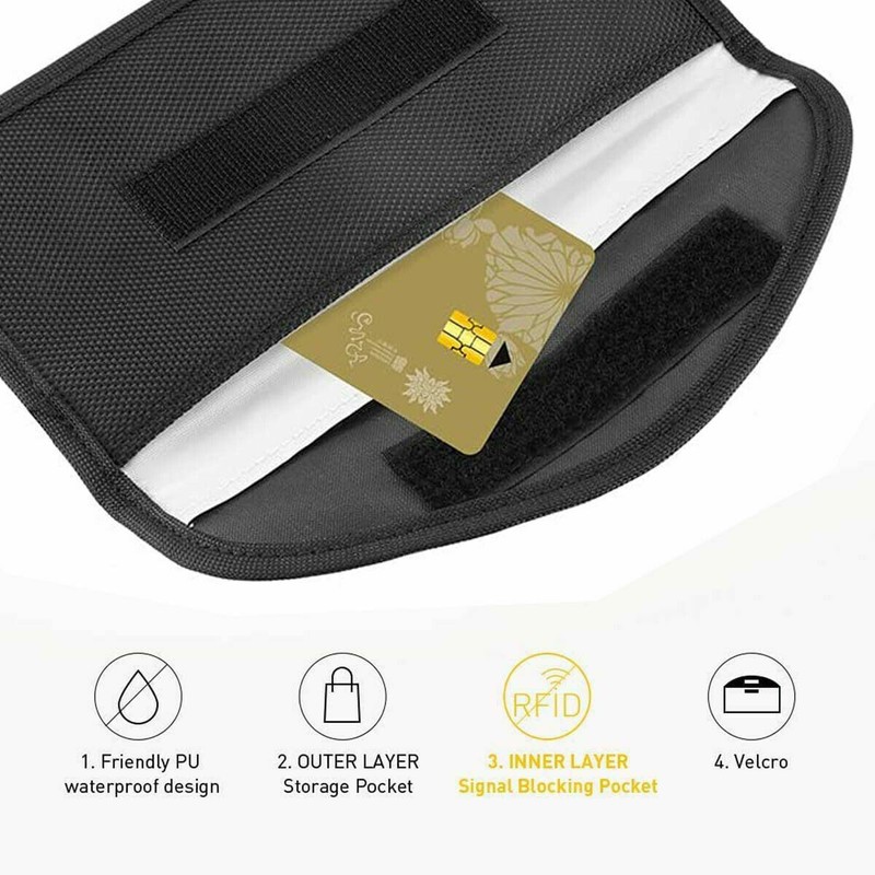 2 PCS Car Key Signal Blocker Case Faraday Cage Pouch Keyless RFID Blocking Bag gallery
