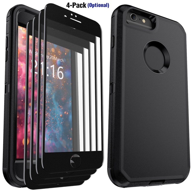 For iPhone 6/6 Plus/6s/6s Plus Case Heavy Duty Hybrid Phone Cover/Tempered Glass