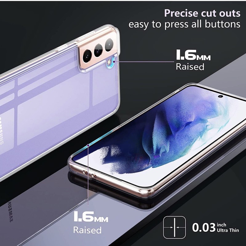 SPIDERCASE Galaxy S21 Case Soft TPU Hard PC Flexible Bumper Slim Clear Case gallery