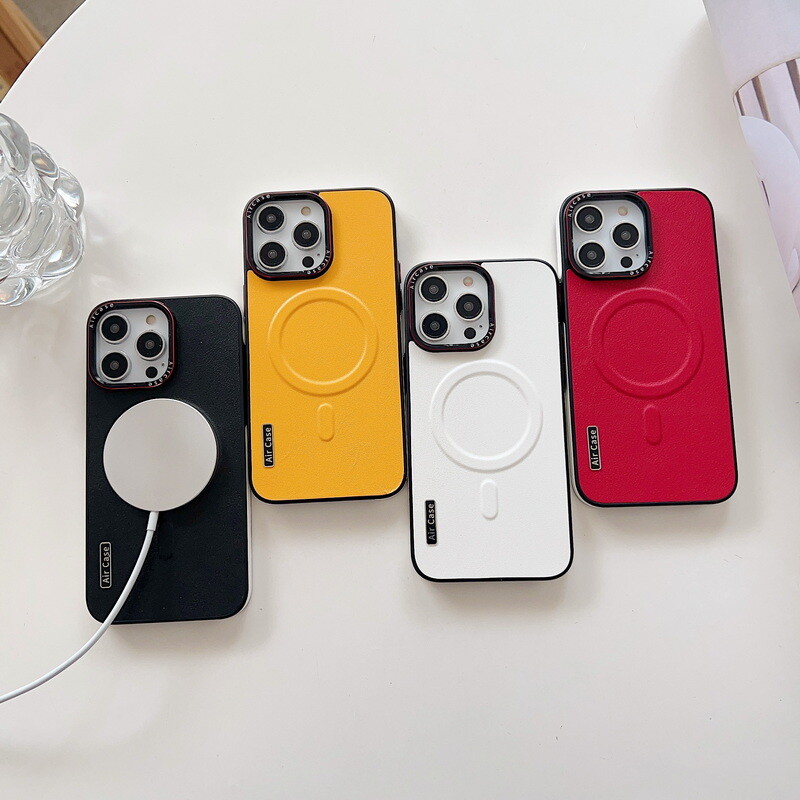 For iPhone 16 Pro 15 Pro Max 14 13 Pro Leather Magnet Magsafe Case Dustproof gallery