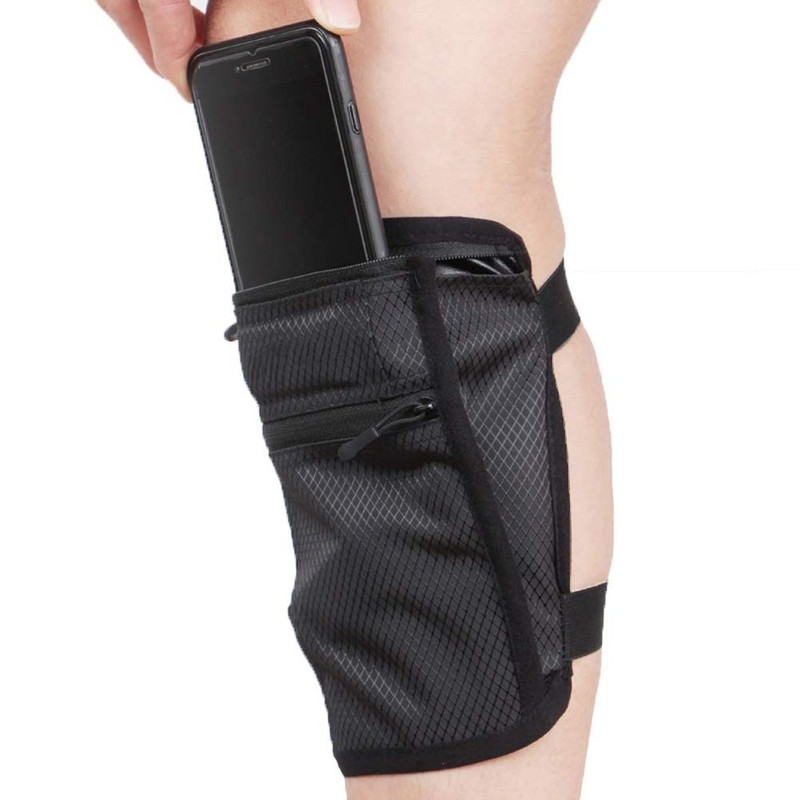 Black Cell Phone Leg Holster, Riders, Hikers, Non-Slip, Adjustable, Sport Band