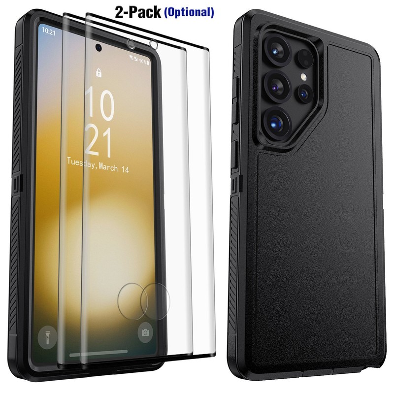 For Samsung Galaxy S23 Ultra Case Heavy Duty Hybrid Phone Cover / Tempered Glass