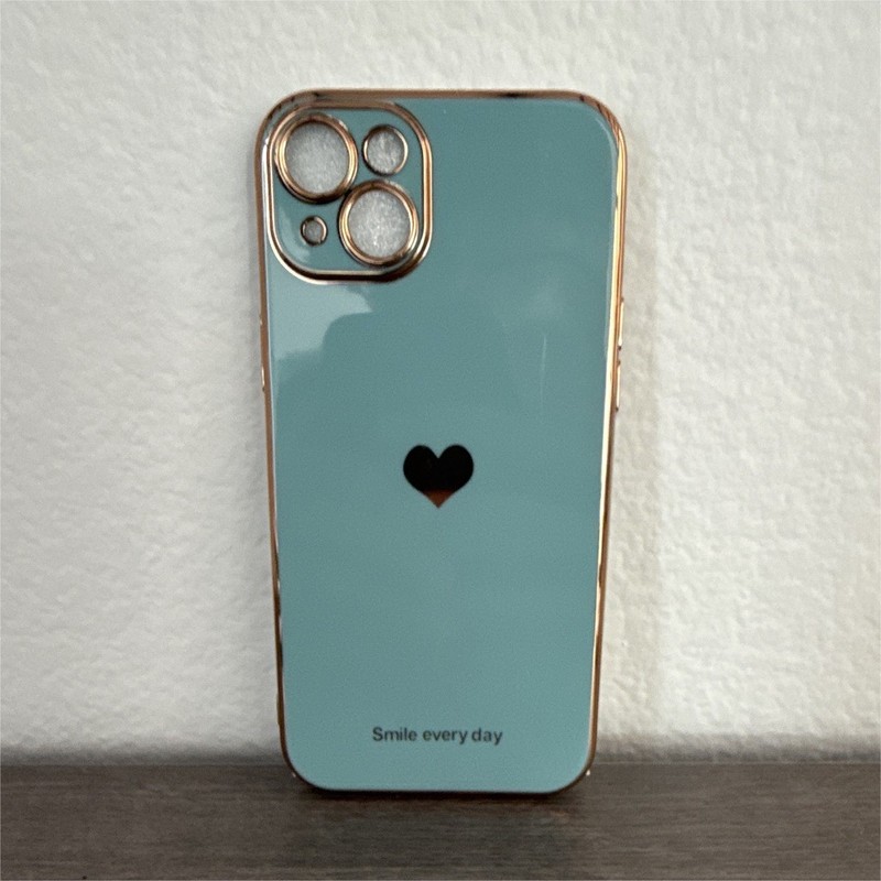 Glossy Blue & Gold Heart Love Pattern Hard Back Case Cover for Apple iPhone