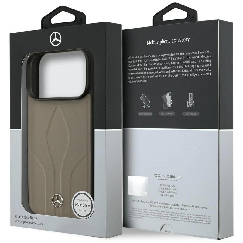 Mercedes Leather The Move Case with MagSafe for iPhone 17 Pro 6.3″ Taupe