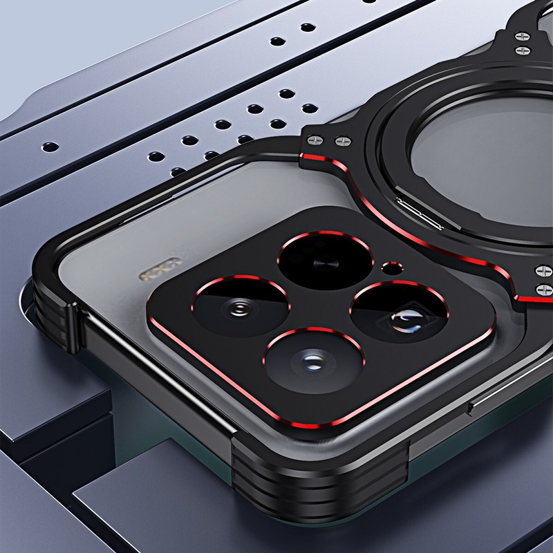 Magnetic Metal Armor X Type Rimless Stand Case+ lens Film For Xiaomi 15 Pro / 15 gallery