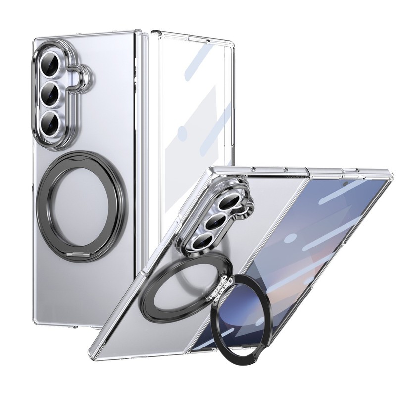 For Samsung Galaxy Z Fold 7 6 5 4 3 Full Body Clear Case Magnetic Ring Stand