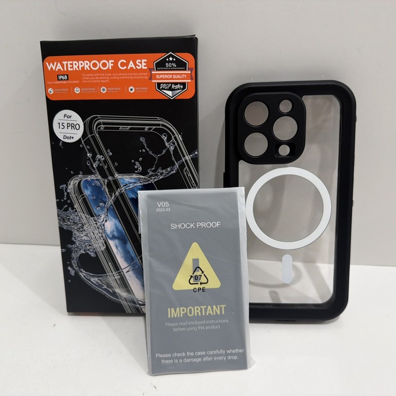 IP68 Waterproof iPhone 15 Pro Case, Full Body MagSafe Drop Protection Black gallery