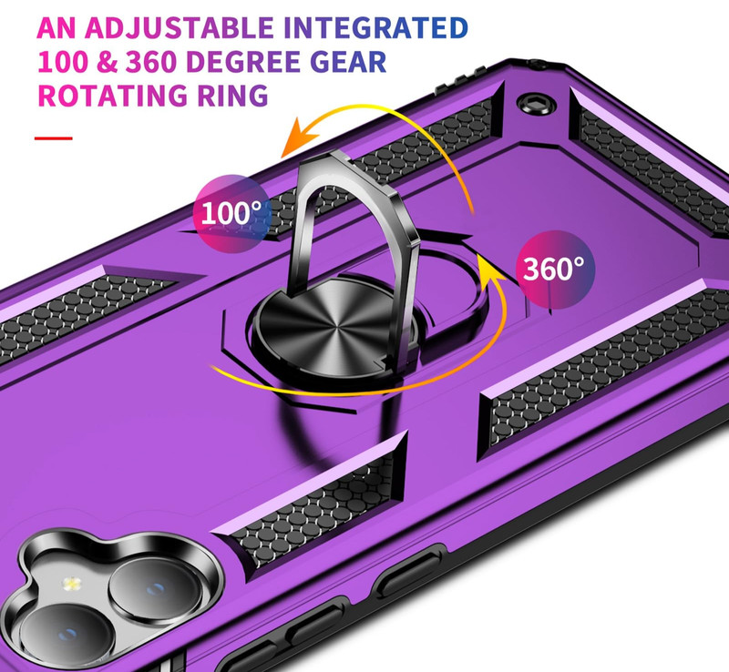 Samsung Galaxy A05 Case Rugged Armor Cover Ring Stand Magnetic Purple Mil-Grade gallery