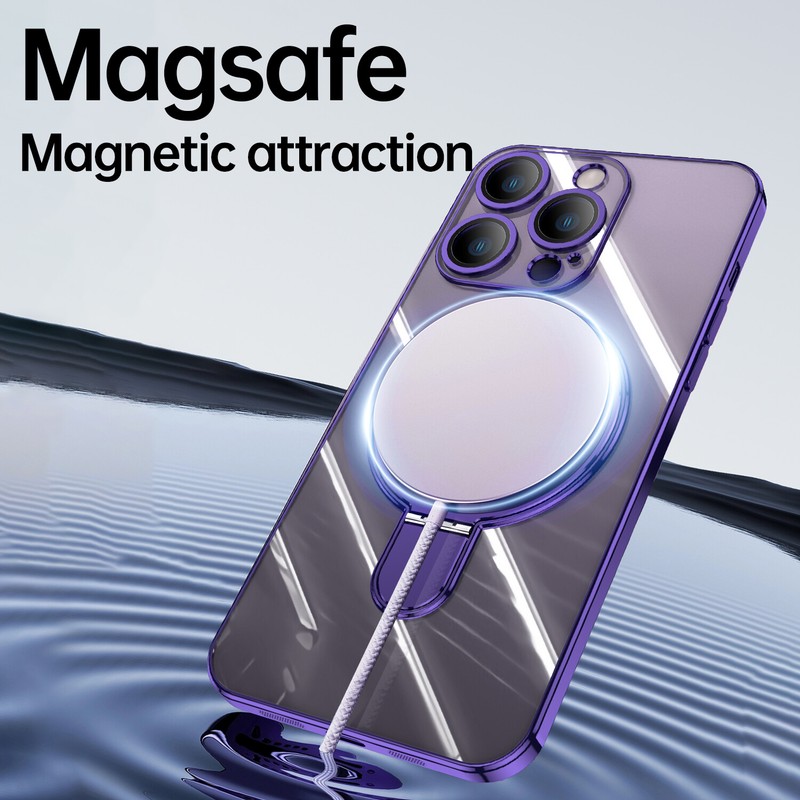 For iPhone 15 14 13 12 Pro Max Magnetic Case with MagSafe Stand Camera Protector gallery