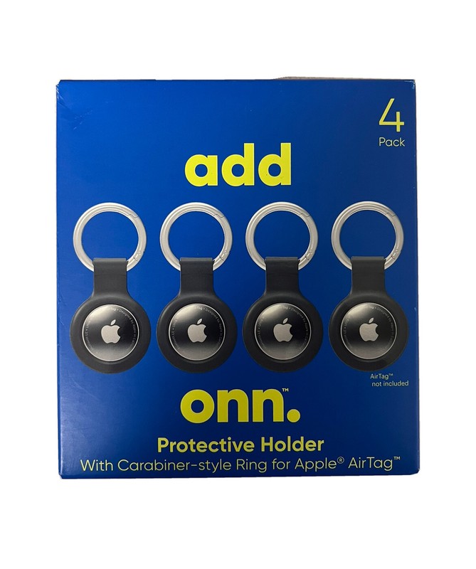 Onn Protective Holder With Carabiner Style Ring For Apple AirTag 4 Pack