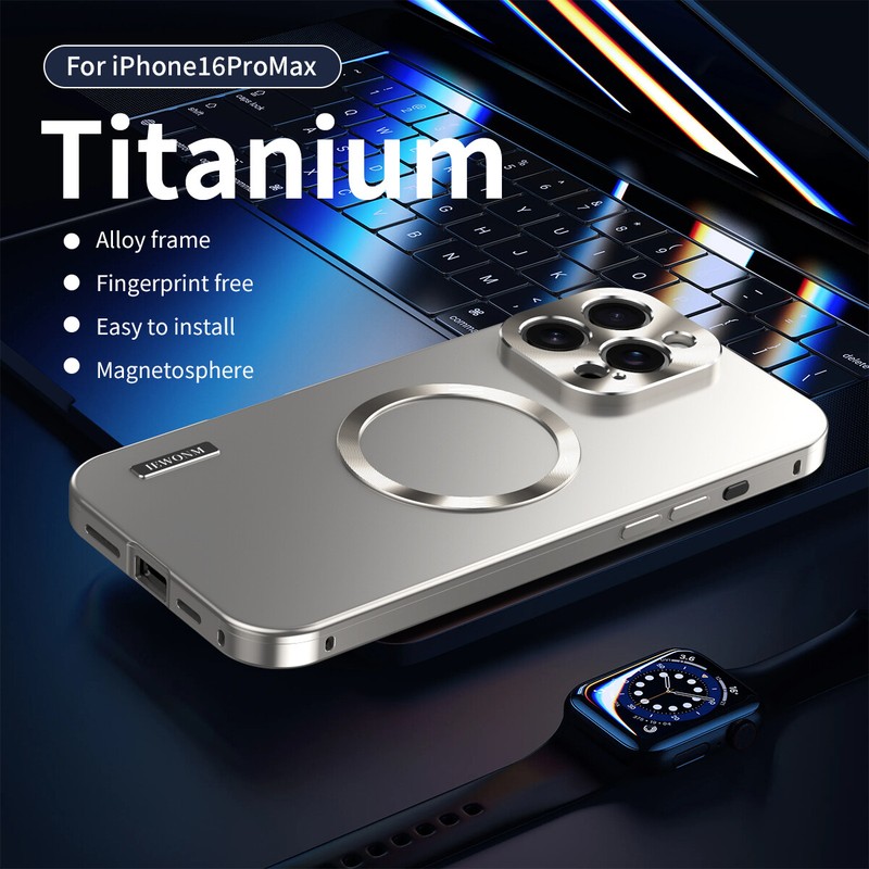 Magnetic Metal Frame Matte Case Slim Shockproof Cover Fr iPhone 16/15/14 Pro Max gallery
