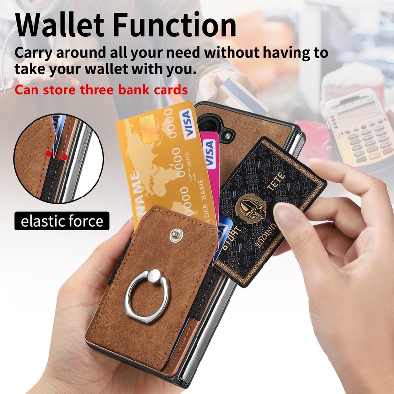 Luxury Ring Holder Rugged Card Wallet Phone Case For Samsung Galaxy Z Fold 5 6 gallery