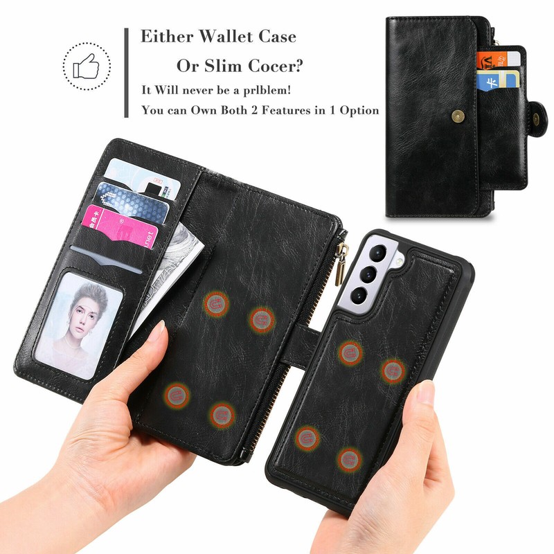 Zipper Leather Wallet Phone Case For iPhone 11 12 13 14 15 Pro Max XR XS 7 8 SE gallery