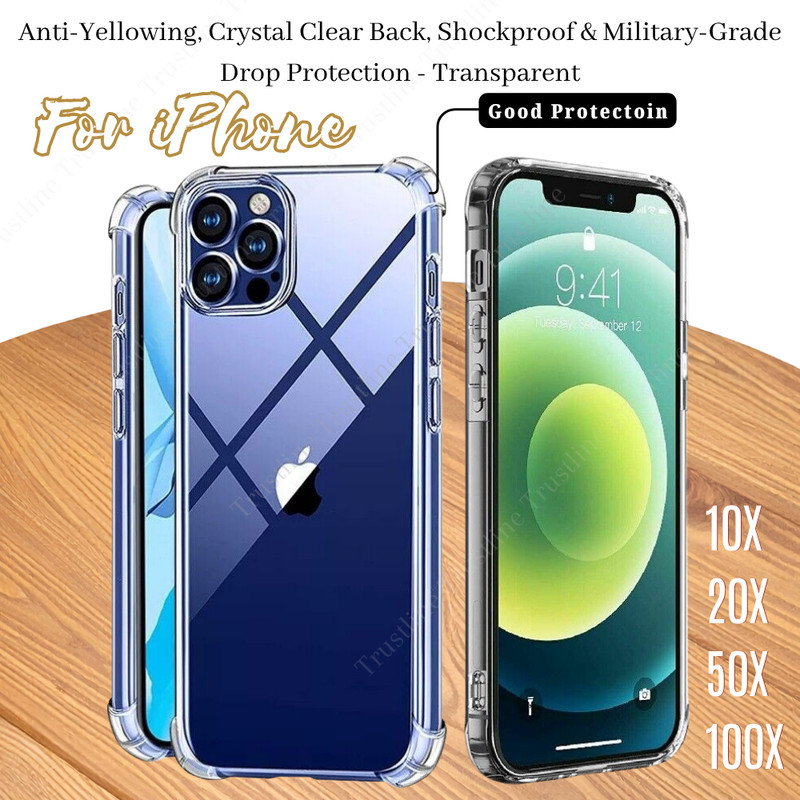 Anti-Yellowing Clear Phone Case Fit For iPhoneCover 17 16 15 14 13 12 11 XR Lot