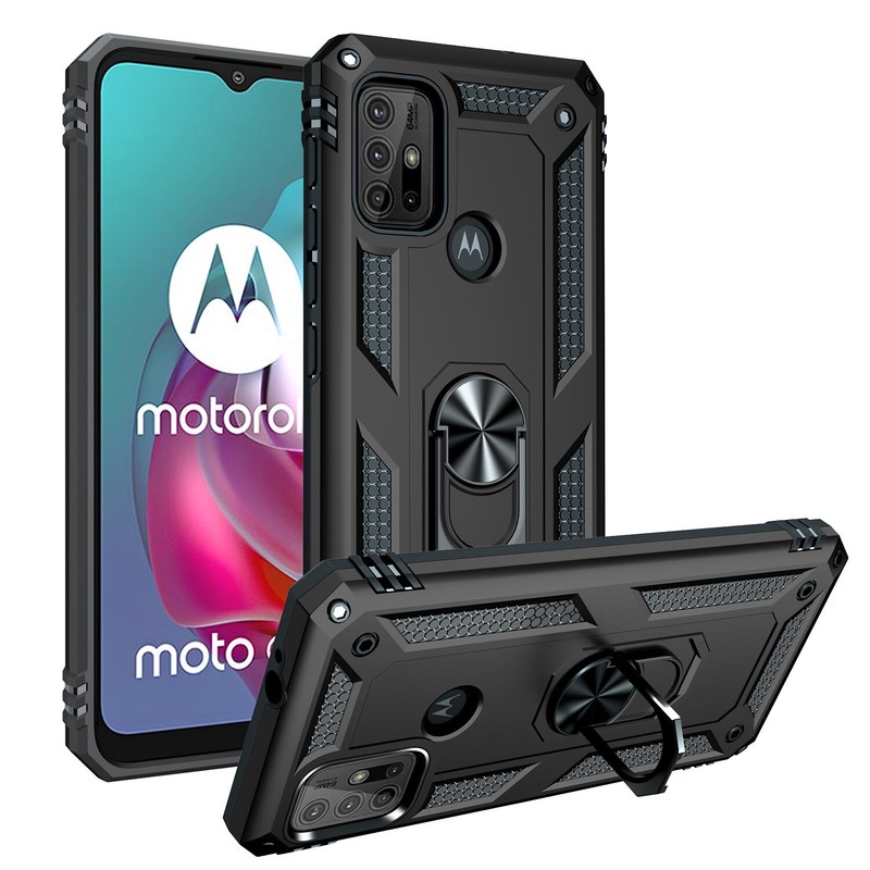 For Motorola Moto G30 G20 G10 Case Shockproof Ring Stand Cover+Screen Protector