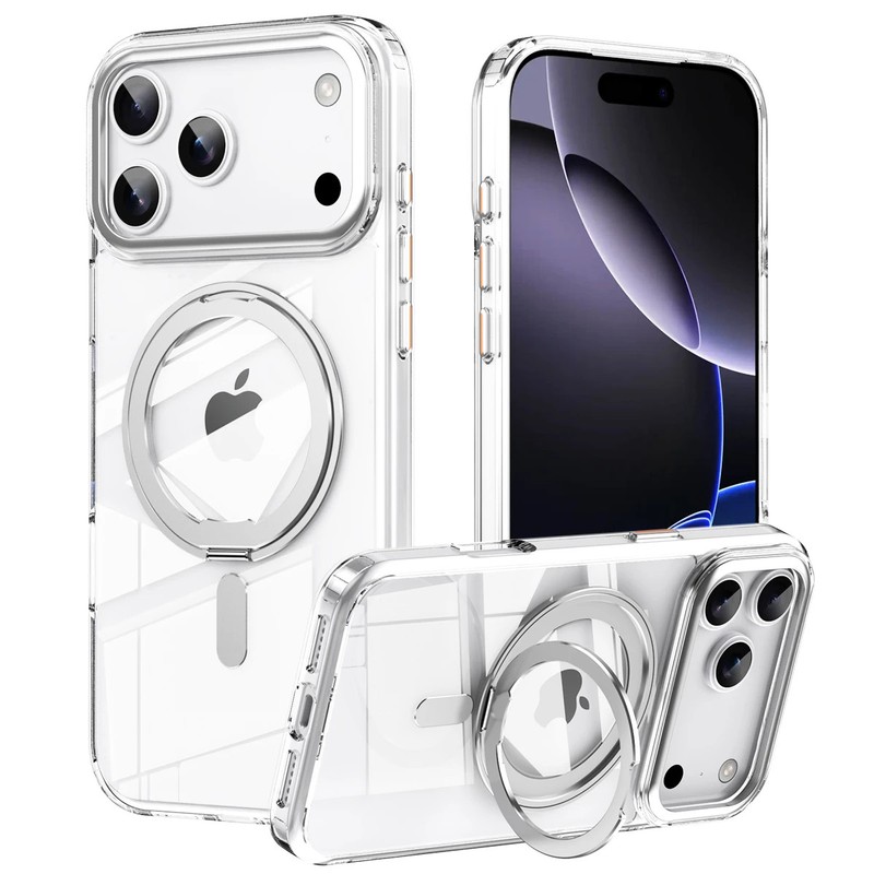 Matte Magsafe Case For iPhone 17 Pro Max Air 360 Rotating Ring Holder Back Cover