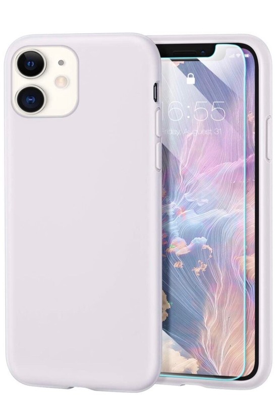 MILPROX iPhone 11 Case with Screen Protector, Liquid Silicone Gel White