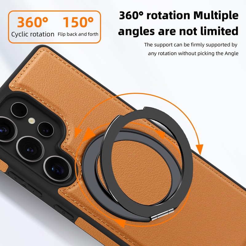 For Samsung Galaxy S25 S24 S23 FE S22 Ultra Leather Magnetic Ring Case Cover gallery