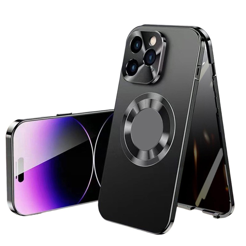 Metal Anti Spy Screen Mag Safe Glass Case For iPhone 17 Pro Max 16 15 14 13 12