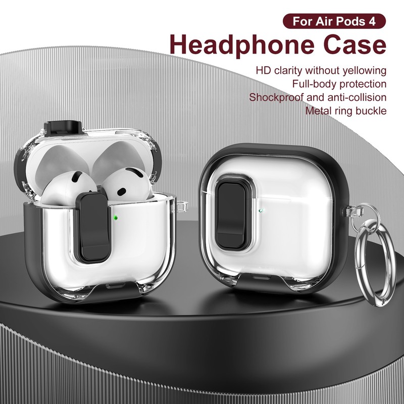 For Apple Airpods Pro 3/2/4 Silicone Shockproof Protective Stand Keychain Case