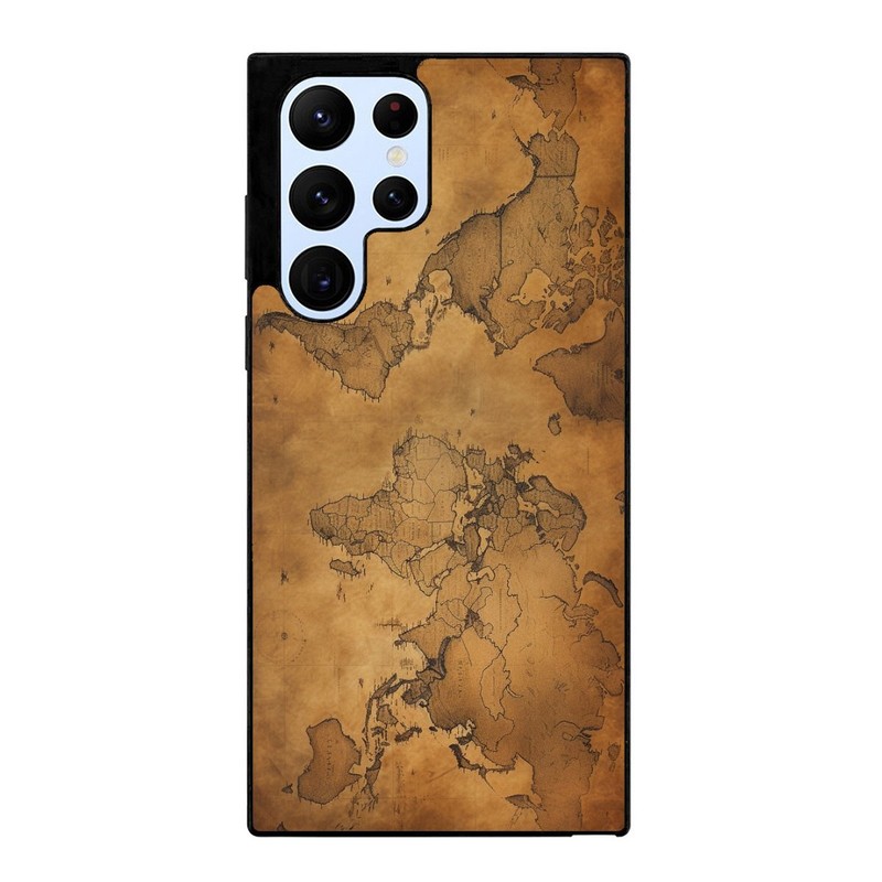 For Samsung S25 S24 S23 FE Ultra a15 a16 Lightweight Cover old vintage World map