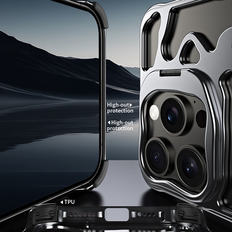 For iPhone 16/15 Pro Max 14 13 Mag Safe Magnetic Aluminum Alloy Stand Phone Case gallery