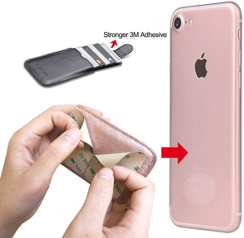 Phone Card Holder RFID Blocking Sleeve, Pu Leather Back Phone Wallet Stick gallery