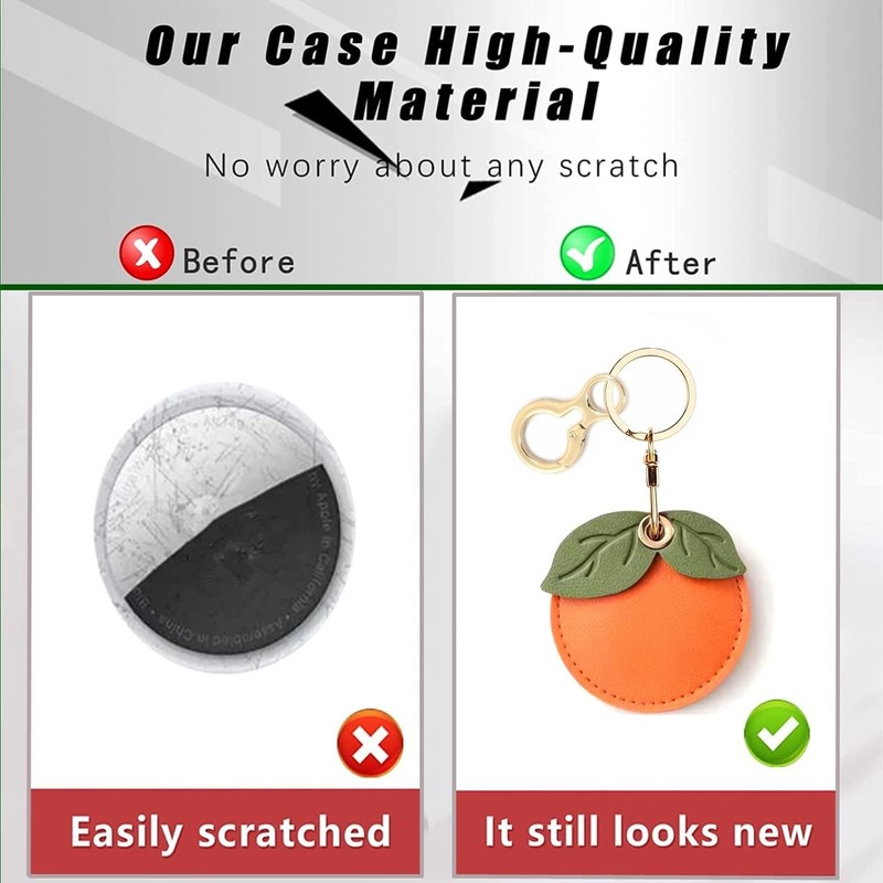 High-Quality PU Leather AirTag Case - Scratch-Resistant Keychain Holder for Kids gallery