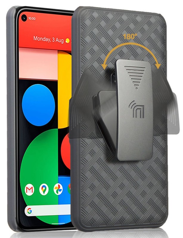 Black Case Kickstand Cover + Belt Clip Holster Holder for Google Pixel 5a Phone gallery