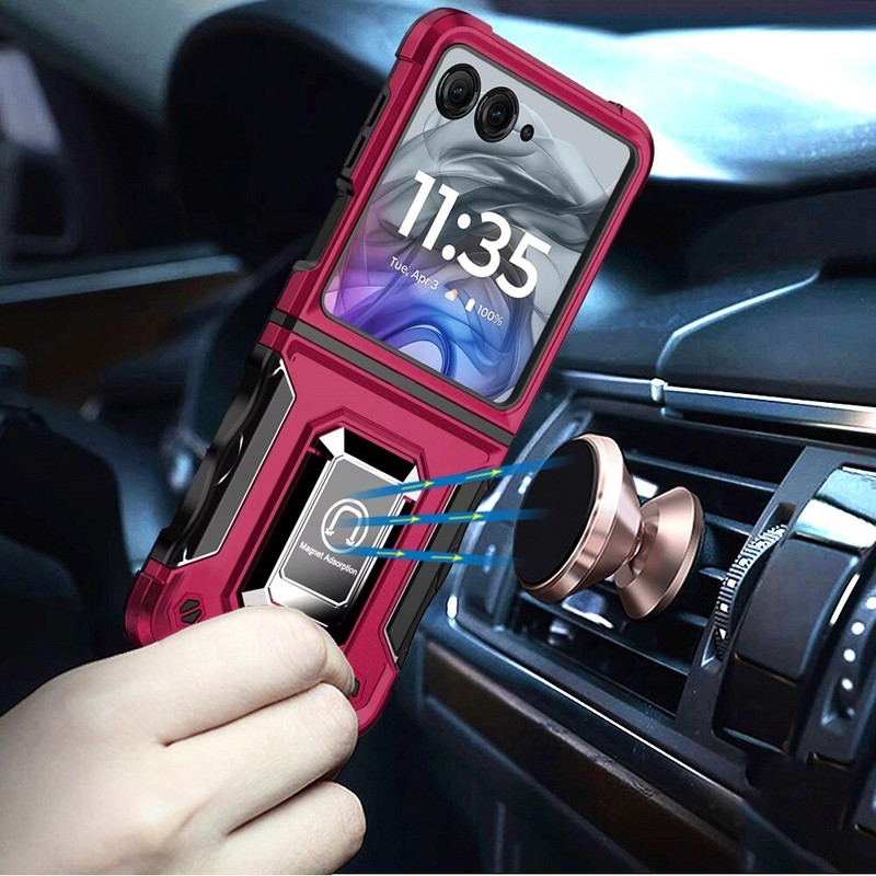For Motorola Razr 2024 Phone Case Defender Metal Ring Magnetic Kickstand Cover gallery