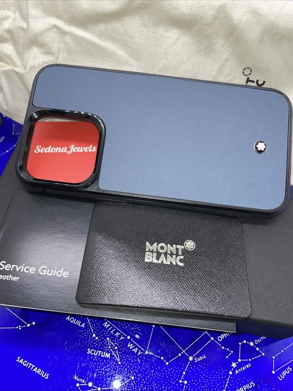 $170 MSRP – Montblanc iPhone Case 13 Pro 129850 Denim Blue Hard Case