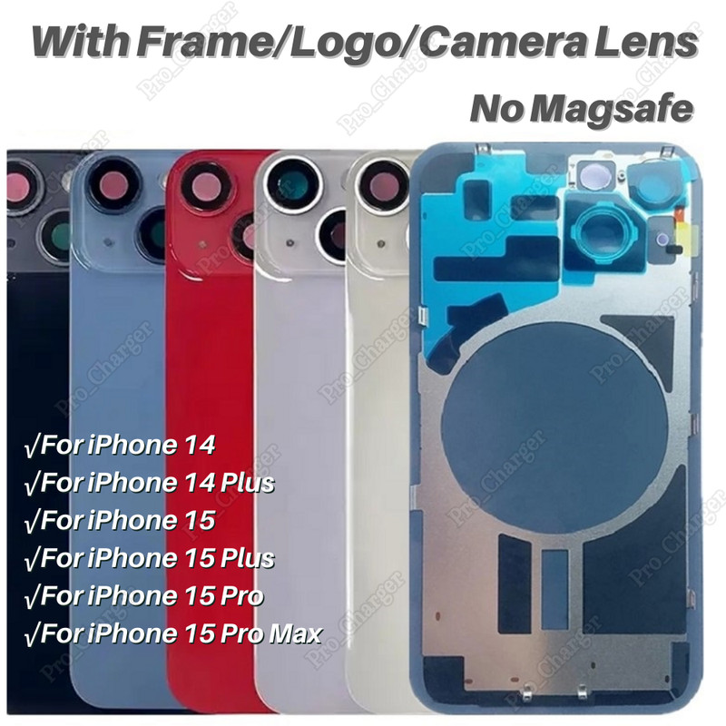 For iPhone 14 Plus 15 Pro Max Back Glass Replacement Big Cam Hole Rear Cover Lot