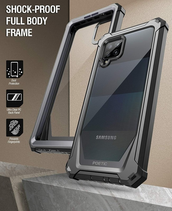 For Galaxy A42 5G Case with Screen Protector Rugged Full Body Hard Cover Black