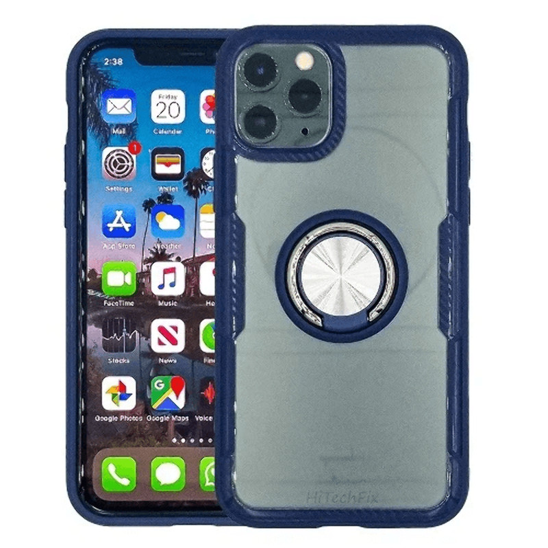 Magnetic CLEAR 360° Rotating Ring Case Cover for iPhone 12 MINI BLUE