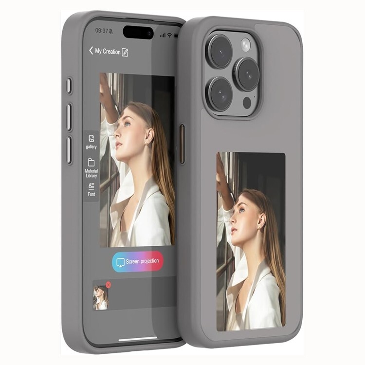 NFC Smark Ink Screen Case for iPhone 16 15 14 13 DIY Display Imaging Grey/Black gallery