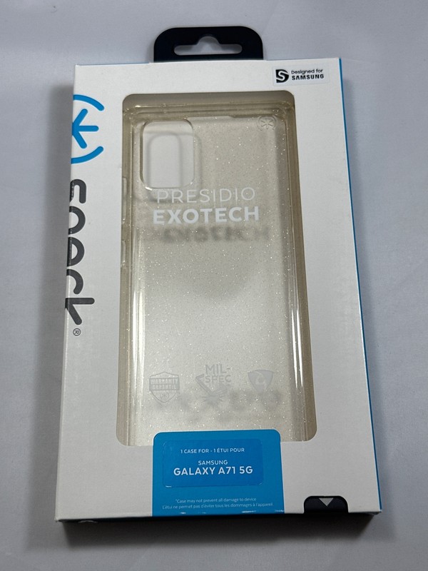 Speck Presidio Exotech Case for Samsung Galaxy A71 5G – Clear/Gold Glitter