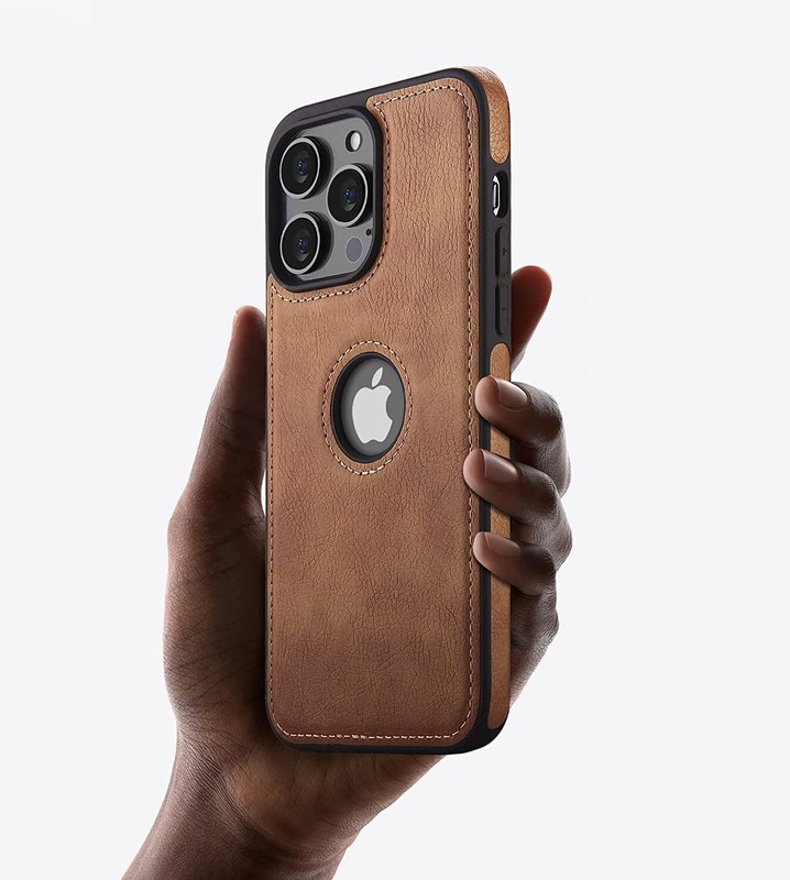 For iPhone 14 Pro Max Slim Luxury Leather Non-Slip Shockproof Vintage Case Cover gallery